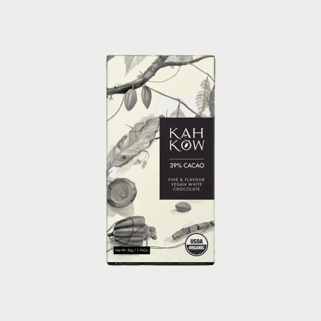 Bar of Kah Kow 39% Cacao Vegan White Chocolate.